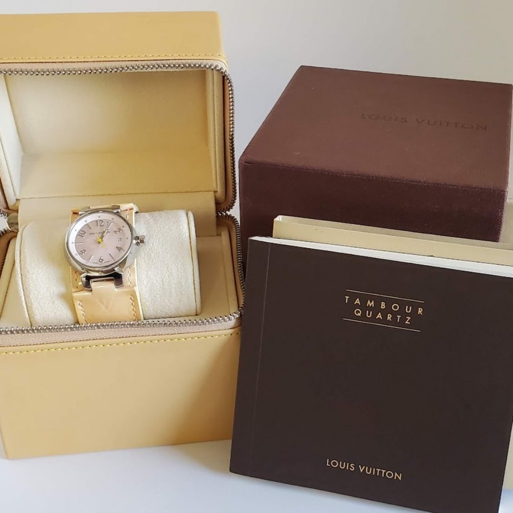 W/BOX　LOUIS VUITTON Tambour Date Q1216 Ladies Watch